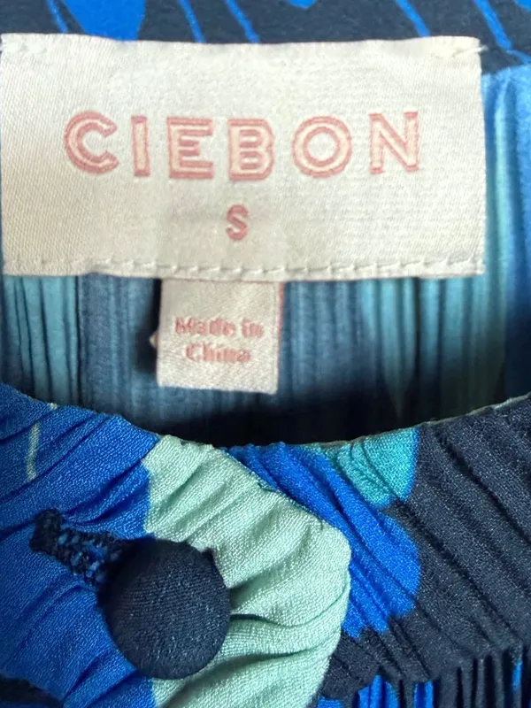 Ciebon Blue‎ Pleated Balloon Sleeve Dress Sz S - Image 6