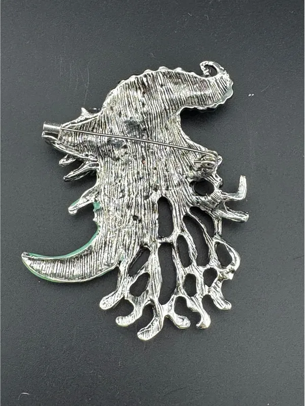 Moon Magic Witch Brooch Halloween Pin Green - Image 3
