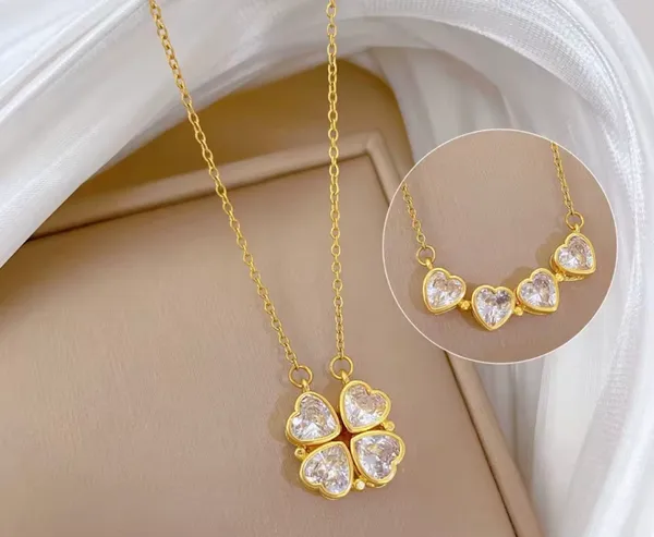 Gold necklace with 4 heart - Image 2