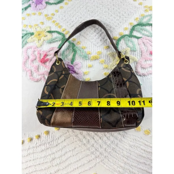 Juici Couture Vintage Mixed-Media Hobo Bag Brown Monogram Croc Snake Print Purse - Image 4