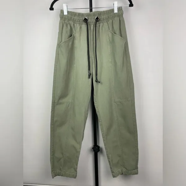Zara‎ Green Pull On Elastic Drawstring Waist Jogger Style Trousers - Image 5