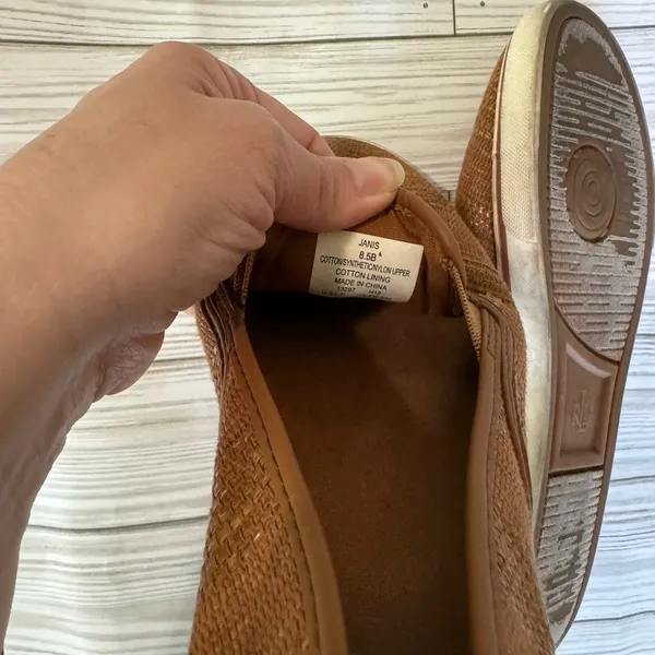 Ralph Lauren Womens Janis 8.5 Tan Slip On Women Loafer Sneaker Woven - Image 5