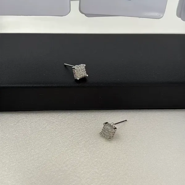 5mm Geometric Square CZ Stud Earrings for Men Women Streetwear Punk Hip Hop Unisex Style - Image 5