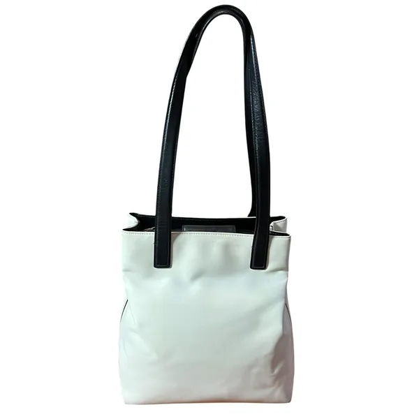 Coach Tote Bag Womens Medium White Canvas Black Leather Shoulder Purse L3J-7441 - Image 11