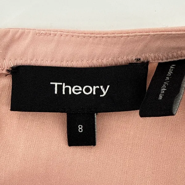 Theory‎ Modern Tea Dress Ballet Pink Organic Crunch Wash Linen Blend Size 8 - Image 7