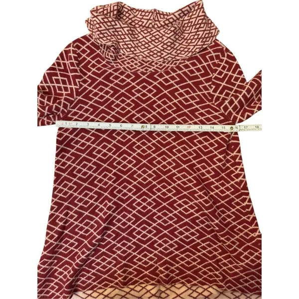 Anthropologie Moth Cowled Galena Pullover‎ Red Motif Sz small - Image 7