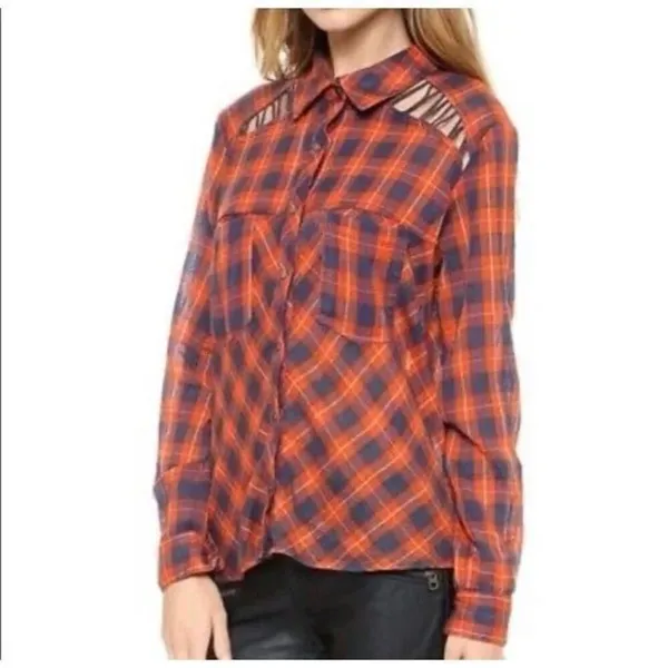 ✨Free People Gauze Plaid Flannel Sz XS T-Shirt✨ - Image 4