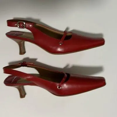 Red leather Nine West heels. BNWT. Size 7. Can be dressed up or down. - Image 3