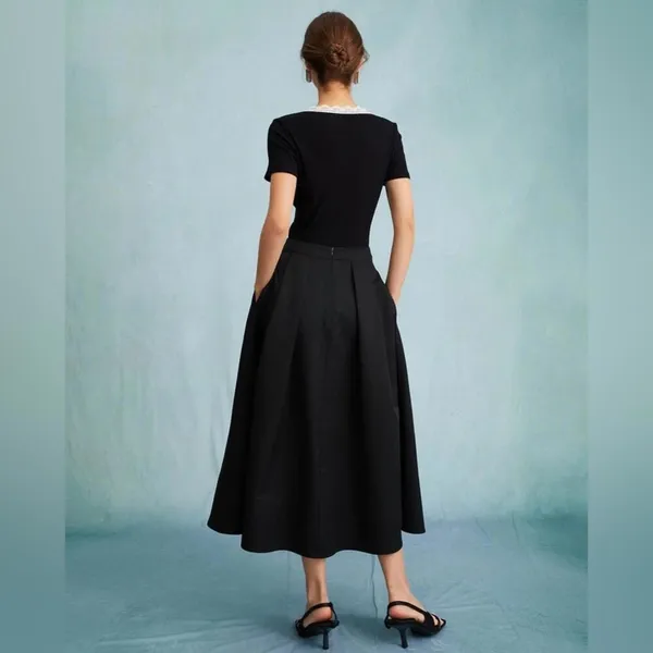 RIHOAS The Black High Waisted Pleated Midi Skirt only 68 - Image 4