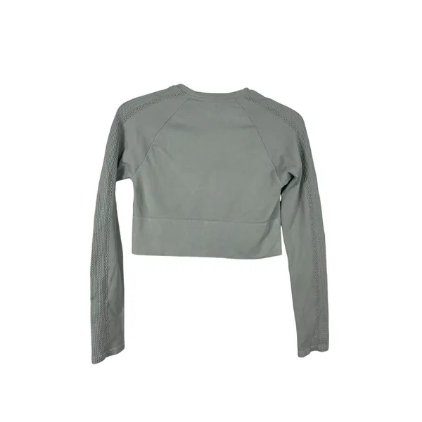 Aerie Offline By Sage Green Ribbed Seamless Crop Top Long Sleeve M Balletcore - Image 3