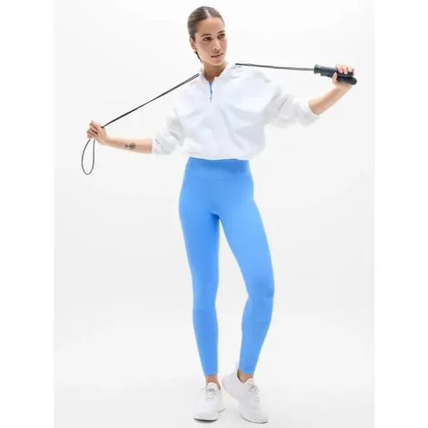 New Athleta M Interval Perforated Cornflower Blue Leggings Medium Regular - Image 2