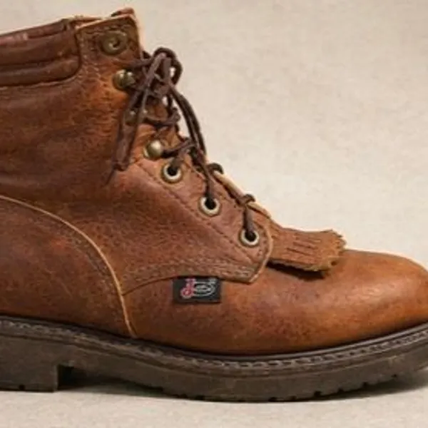 Justin Boots - Original Lace-Up Round Toe Work Boots - Size 7 - Image 5