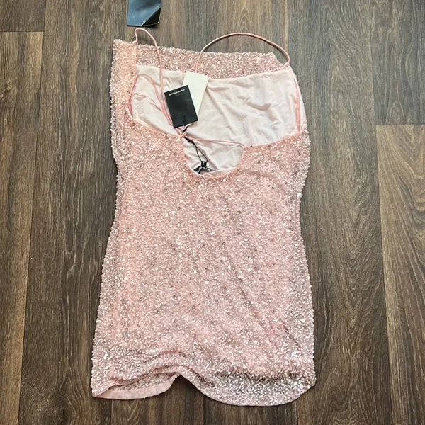 Retrofete Sequin Beaded Pink Dress - Image 4