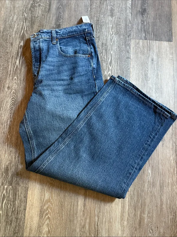 New Old Navy Mid-Rise OG “The Slouchy” Wide Leg Women’s Jeans Sz10 Dark Wash - Image 4
