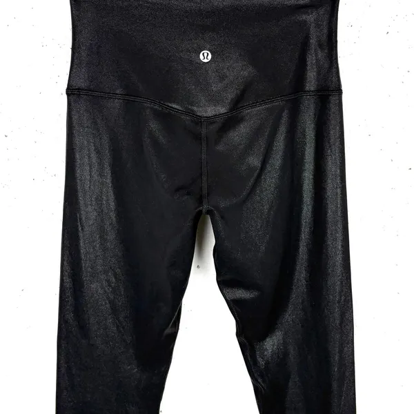 Lululemon Align High Rise Pants 25" Shine Radiate Foil Print Black Yoga Size 6 - Image 6