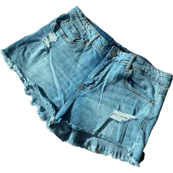 Aeropostale High Waisted Distressed Denim Jean Shorts - Image 3
