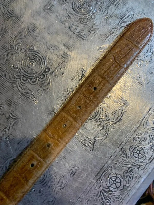 Vintage Leather Belt with Gold Animals - Image 5