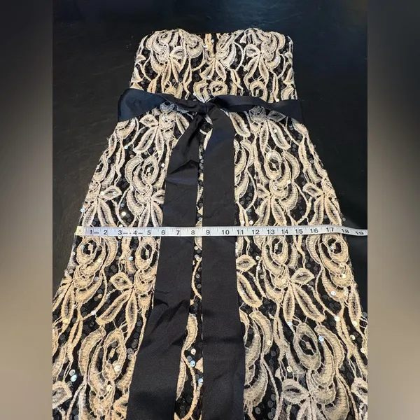 Betsy & Adam Sequin Lace Strapless Evening Gown With Sash size 6 NWT USA - Image 12