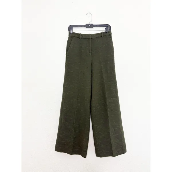 L’agence Pilar Tweed Wide Leg Pants Size 2 Green Textured Chic Quiet Luxury - Image 4