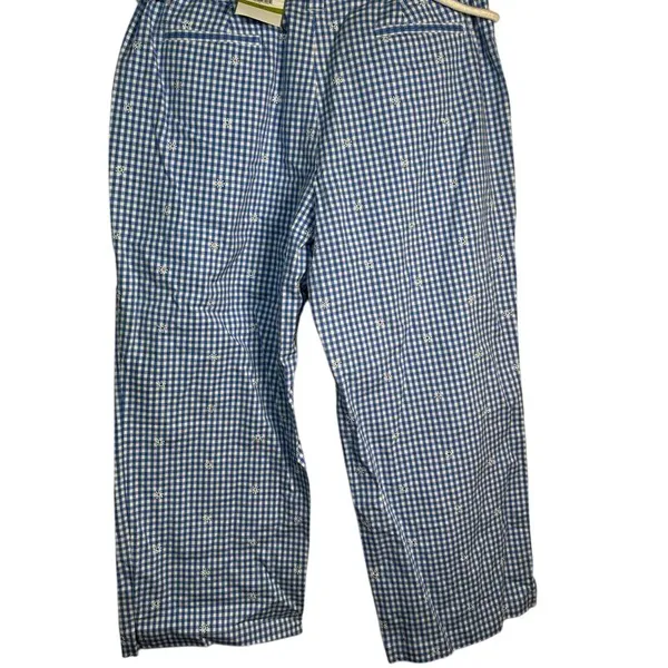 Sag Harbor Blue Gingham Check Casual Capri Pants Stretch Drawstring Comfort Sz14 - Image 5