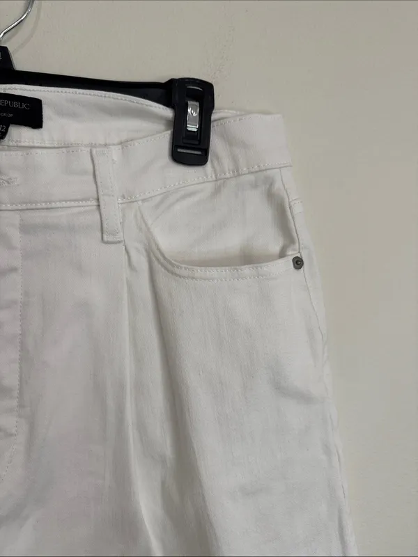 Banana Republic Factory Relaxed Hi-Rise Pleated Wide-Leg Jeans Pure White sz 31 - Image 4