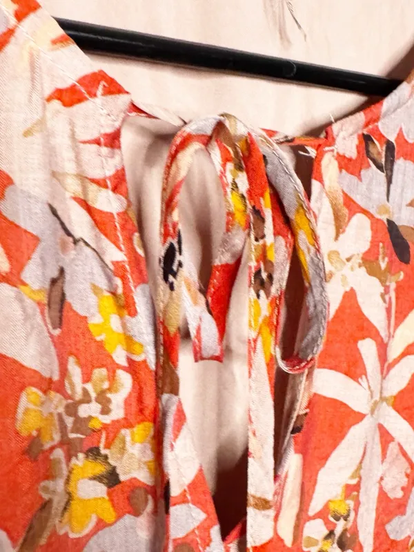 Entro Orange Gray Floral Shift Dress Size L - Image 4