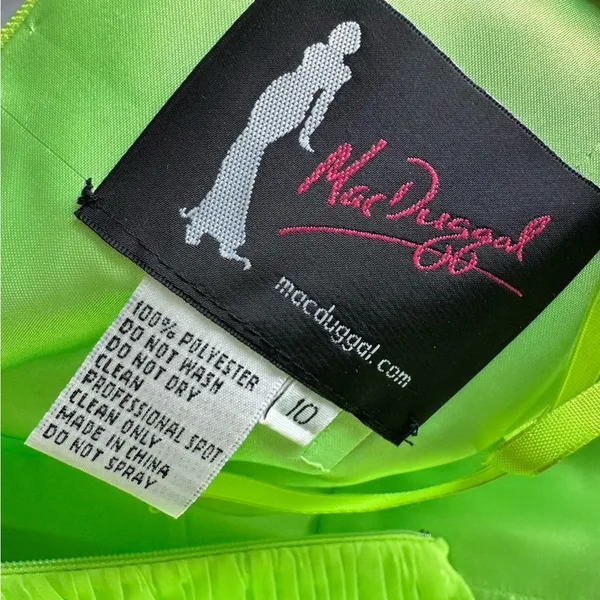 Mac Duggal Strapless Bedazzled Sparkle Long Chiffon Gown Dress Neon Green 10 - Image 11