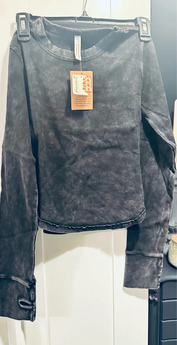 NWT Free People Movement Ribbed Long-Sleeve Baby Tee In Black - Image 4