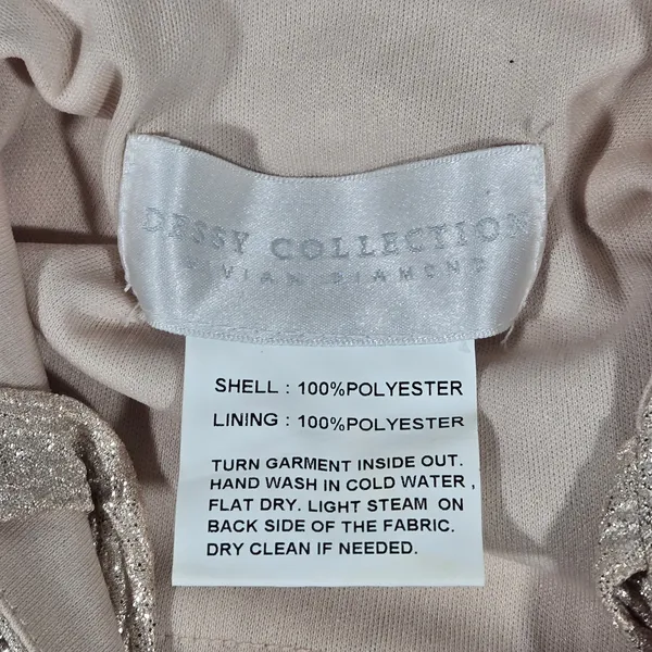 Dessy Collection Soho Metallic Flared Gown Rose Gold Size 10 R Style 3064‎ - Image 8