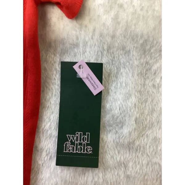 Wild Fable‎ Red Ribbed Christmas Kitten Pajama Top Santa Cat Graphic Shirt Small - Image 2