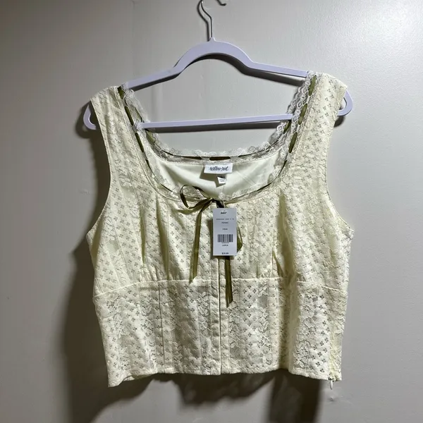 Willow + Root Cream Crop Tie Front Sleeveless Tank Top - Image 3