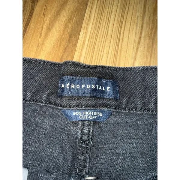 Aeropostale Women's Sz 6 Black Wash Denim 90s High Rise‎ Cut Off Shorts - Image 3