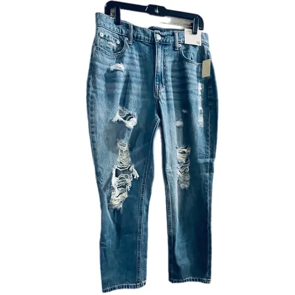 Aeropostale Womens High‎ Rise Distressed Mom Jeans Medium Wash Size 10 NWT - Image 3