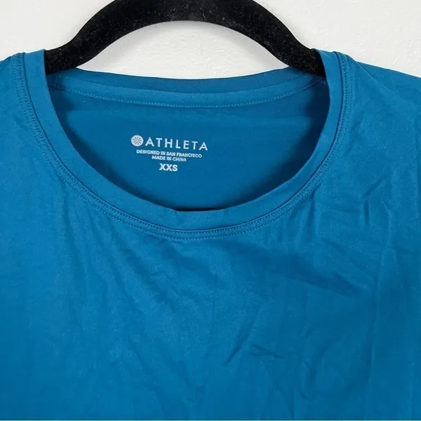 Athleta Cadence Long Sleeve Workout Top‎ Teal Sz XXS - Image 2