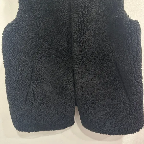 Madewell Black Faux Shearling Sherpa Vest Small Apres Ski Boho Cozycore Hygge‎ - Image 5