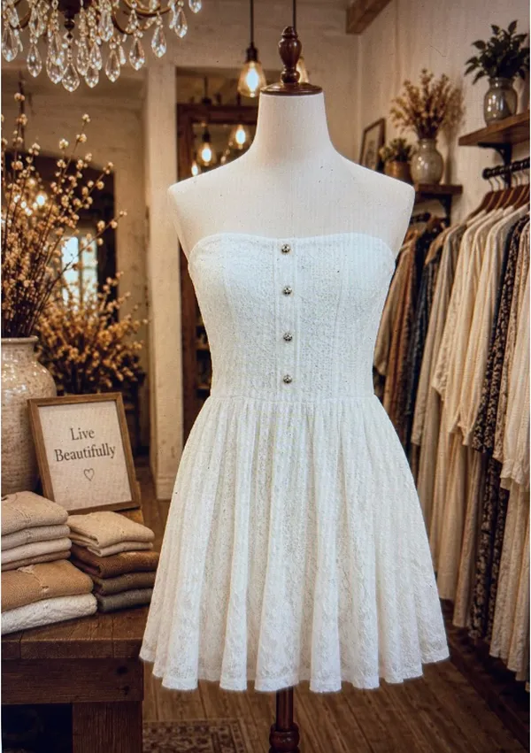 Charlotte Russe Cream Lace Strapless Mini Dress - Image 2