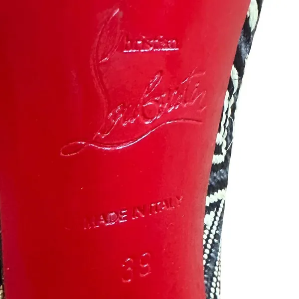 Christian Louboutin Daffodile Platform Pumps Heels Panama Geometrico Size 39 - Image 6