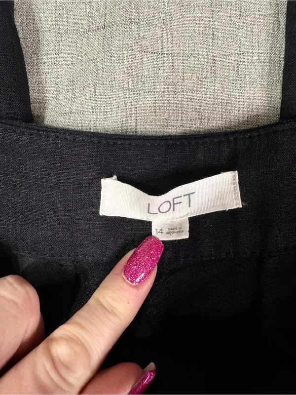 The LOFT Clean Wide Leg Pants in Linen Blend Black Size 14 - Image 11