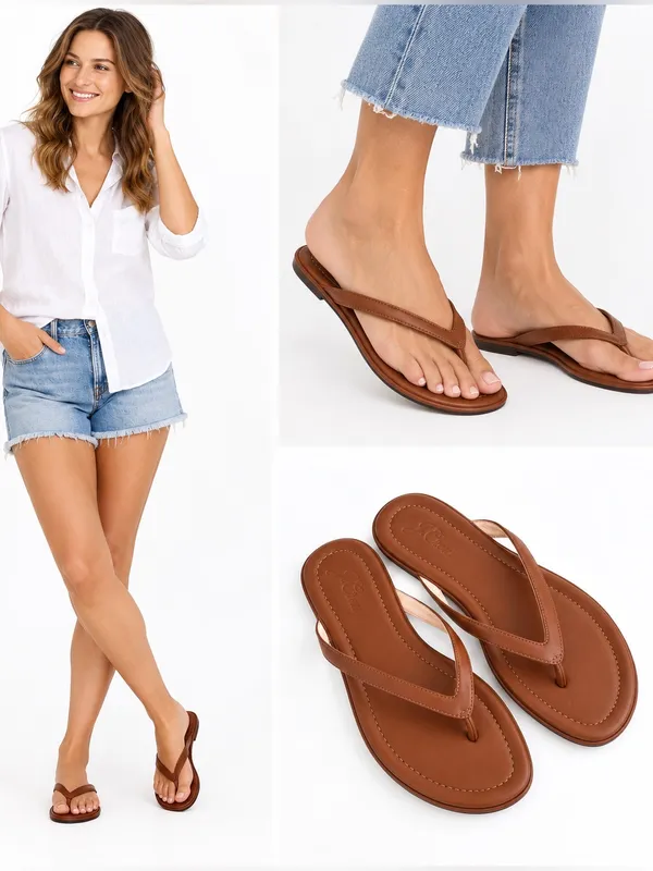 J. CREW Menorca Padded Leather Thong Sandals Brown Size 9 - Image 2