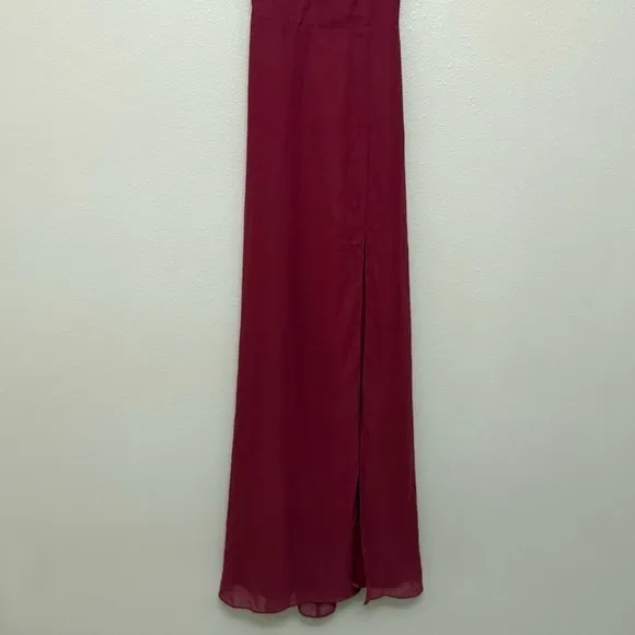 Lulus NEW Sweetest Entrance Dark Magenta Ruffled Tie-Back Maxi Dress Bridesmaid Chic - Image 9