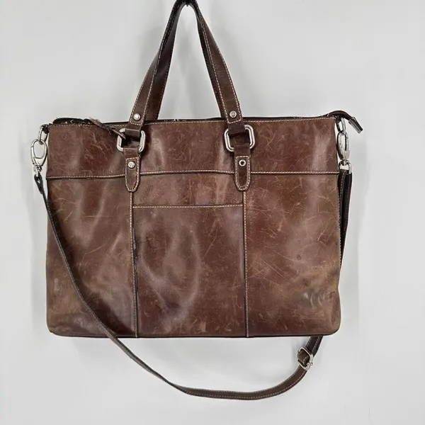 Vintage Fossil Women's Leather‎ Messenger Shoulder Bag Handbag Dark Brown Medium - Image 2
