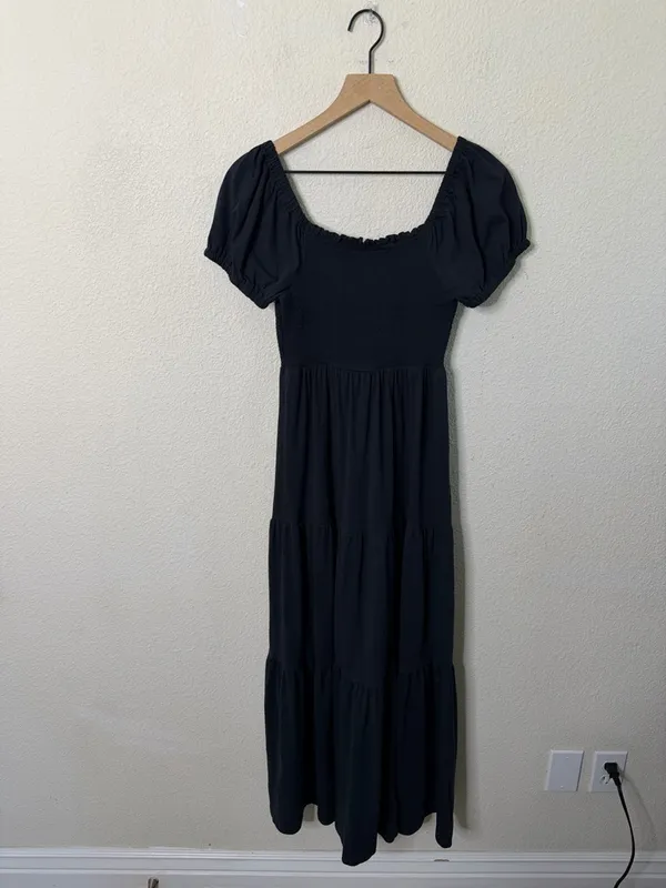 Anthropologie Daily Practice Tiered Black Maxi Dress Womens Size XS - Image 5