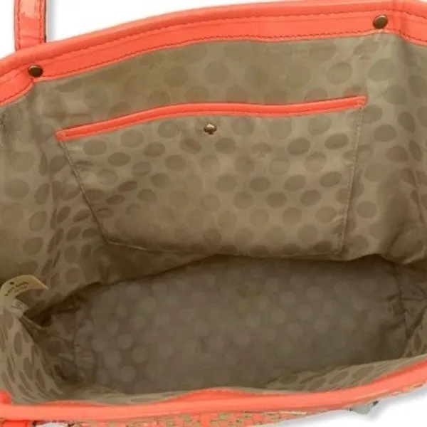 Kate Spade Coral Woven Tote Bag – Large Summer Shoulder Bag - Image 4