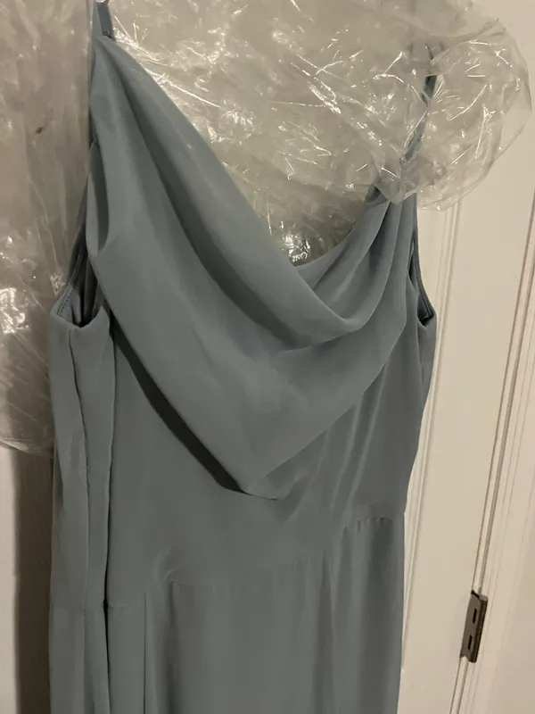 David’s Bridal Dusty Blue Bridesmaid Maxi Dress - Image 3