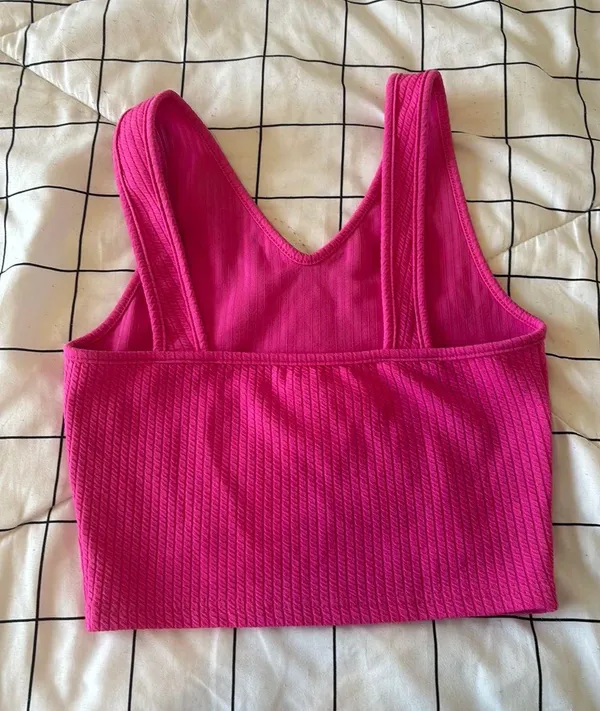 Hot Pink Cropped Tank Top Size XS - Image 2