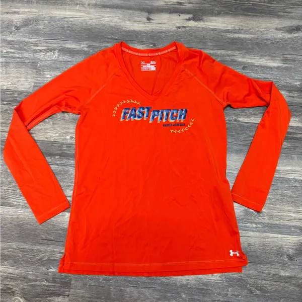 Under Armour Fast Pitch Women's Red Long Sleeve Athletic Top - Image 2