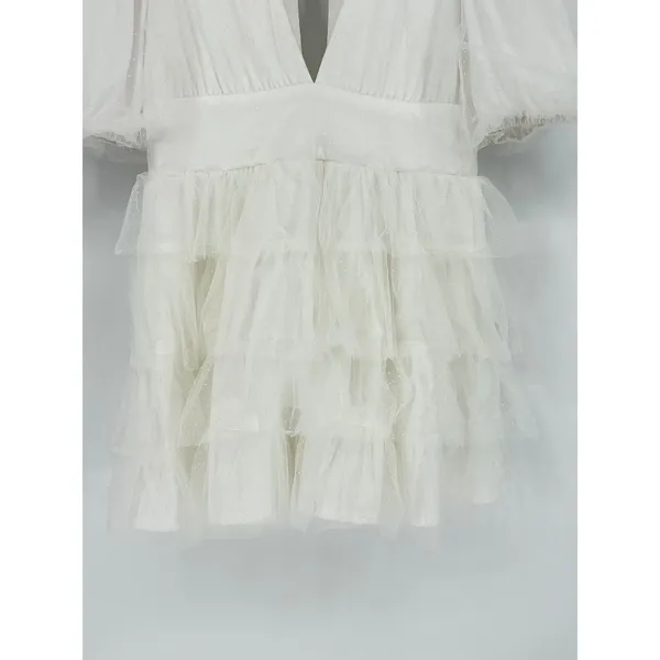 Lulus‎ Symphony of Love White Dotted Tulle Tiered Mini Dress XL Bridal Shower - Image 8