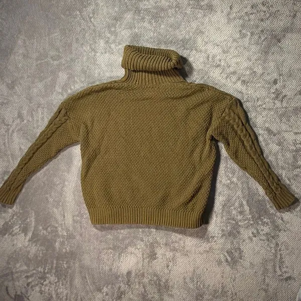 Madewell Women’s Small Olive Green Cable Knit Turtleneck Sweater Cotton Blend #1 - Image 8
