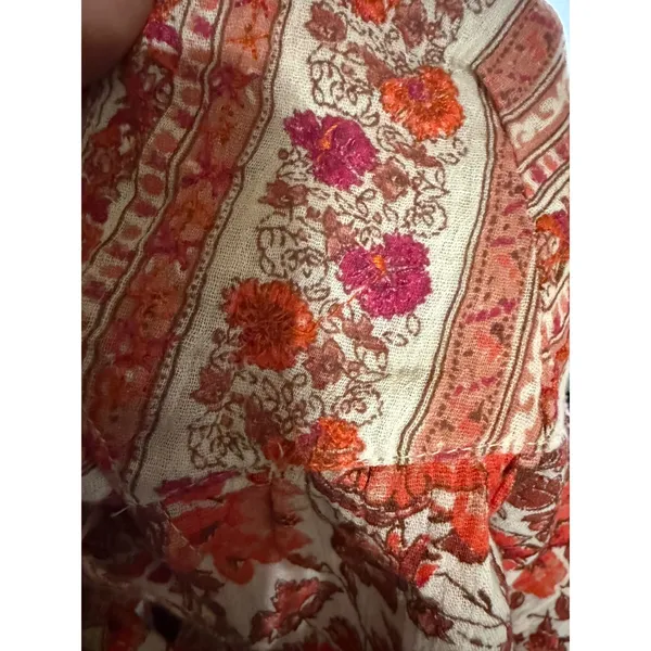 Free People Floral Halter Top S Orange Pink Ruffle Tie Front Boho NEW Love Charm - Image 8