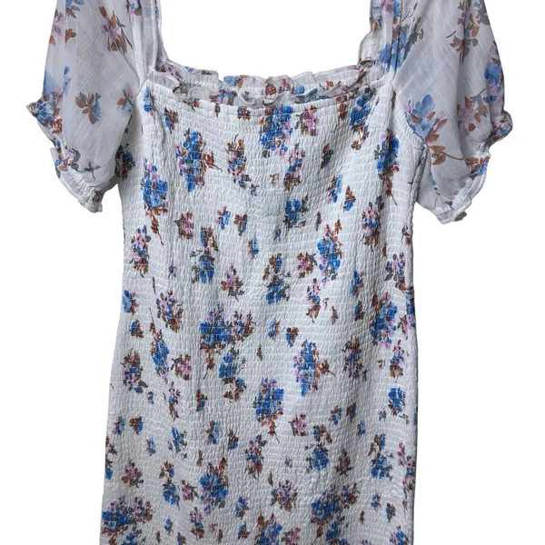 Abercrombie & Fitch Smocked Puff Sleeve Midi Dress Floral Coquette Cottagecore L - Image 4